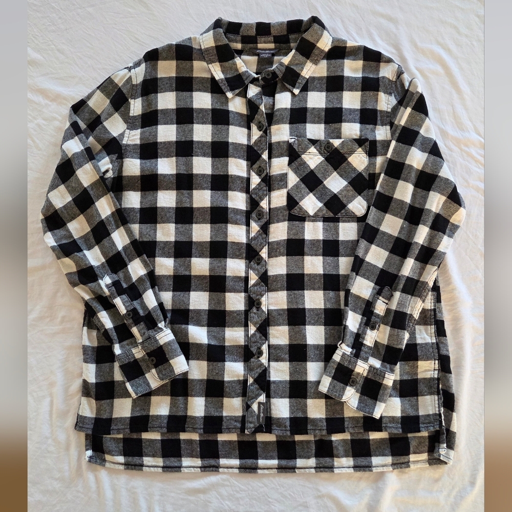 SOLD Eddie Bauer Black and White Buffalo Plaid Women's Shirt